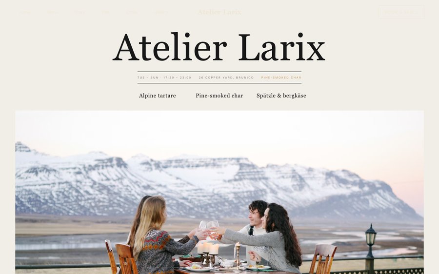Atelier Larix — a Alpine tasting restaurant website template