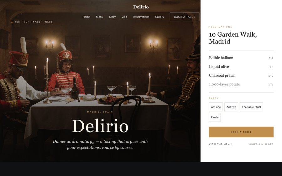Delirio — a Avant-garde restaurant website template