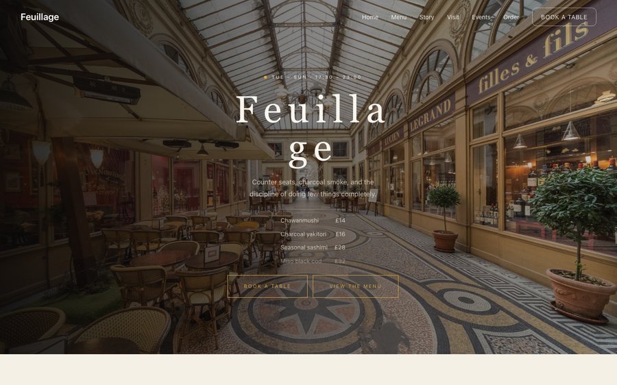 Feuillage — a French-Japanese restaurant website template
