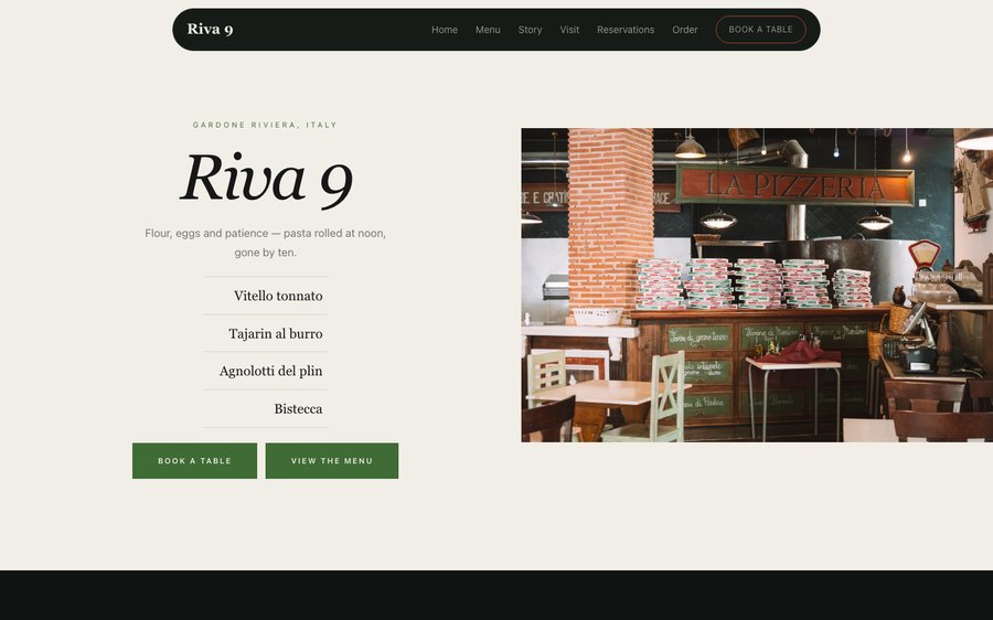 Riva 9 — a Contemporary Italian restaurant website template