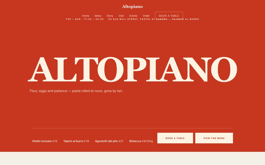 Altopiano — a Contemporary Italian (Abruzzo) restaurant website template