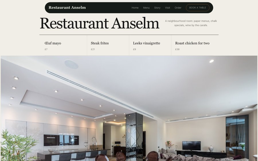 Restaurant Anselm restaurant website template preview