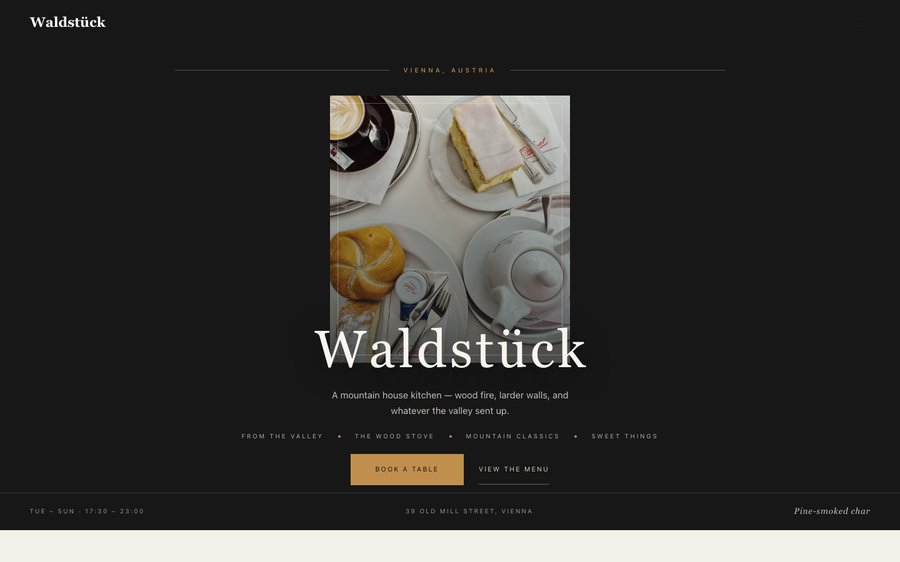 Waldstück restaurant website template preview