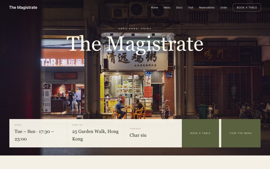 The Magistrate — a Cantonese restaurant website template