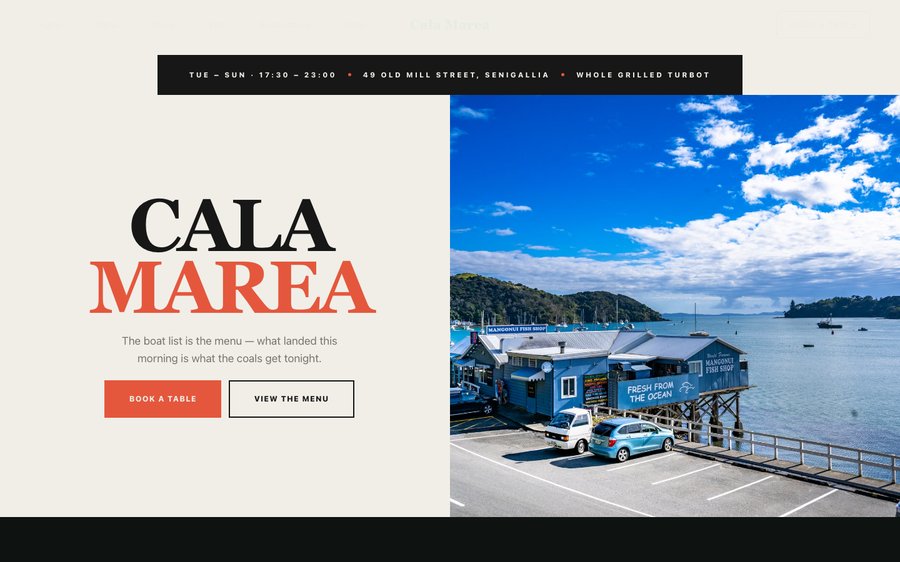 Cala Marea restaurant website template preview