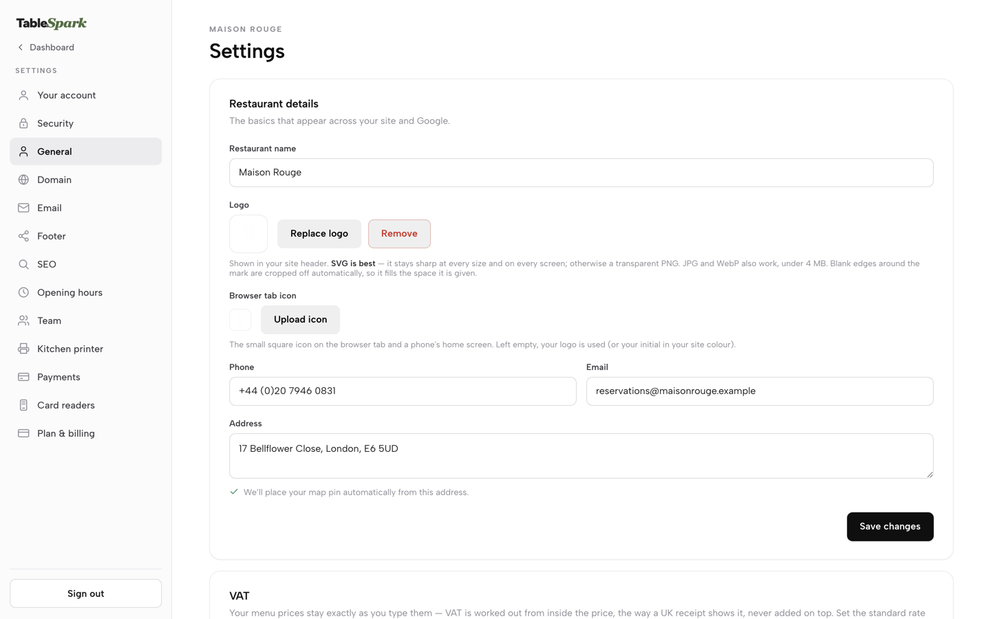 Settings sidebar with the Email section link, before it is clicked