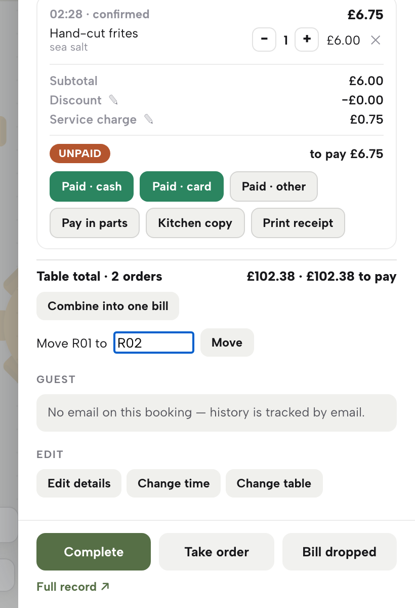 The Move table editor with R02 typed and the Move button
