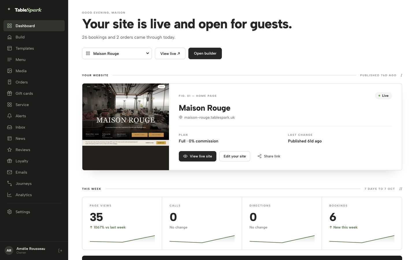 Practice screen: the Dashboard with Build highlighted in the sidebar