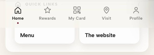 Practice screen: the Home tab of the guest app, with the tab bar and quick-link tiles